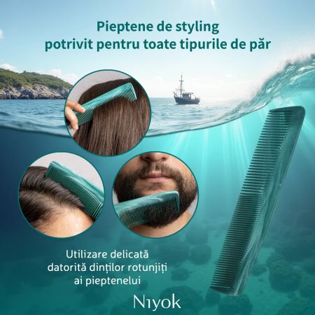 Pieptan din materiale reciclate pentru styling Comb Recycled, 1 bucata, Niyok 689528