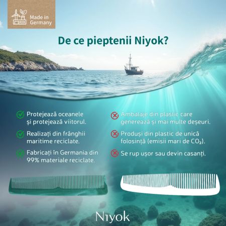 Pieptan din materiale reciclate pentru styling Comb Recycled, 1 bucata, Niyok 689531