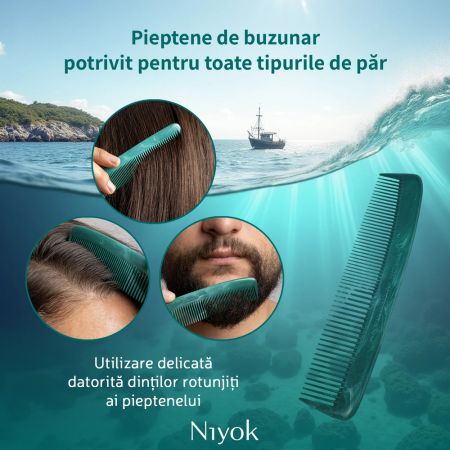 Pieptan de buzunar din materiale reciclate Comb Recycled, 1 bucata, Niyok 689521