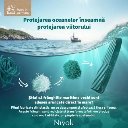 Pieptan de buzunar din materiale reciclate Comb Recycled, 1 bucata, Niyok 689520