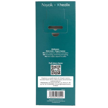 Pieptan din materiale reciclate pentru sectionare si styling Comb Recycled, 1 bucata, Niyok 711837
