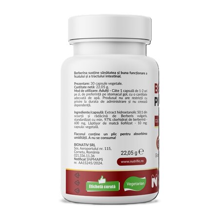 Berberina Plus, 600 mg, 30 capsule vegetale, Nutrific 689943