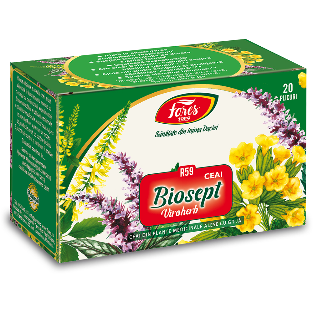 Ceai din plante medicinale Biosept Viroherb R59, 20 plicuri, Fares