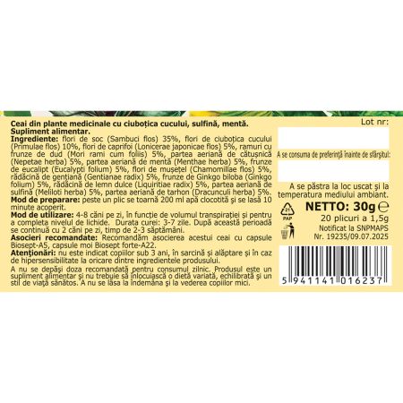 Ceai din plante medicinale Biosept Viroherb R59, 20 plicuri, Fares 701902