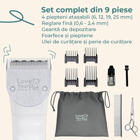 Aparat de tuns blana pentru caini si pisici PP 110 Love Your Pet, 1 bucata, Beurer 689579