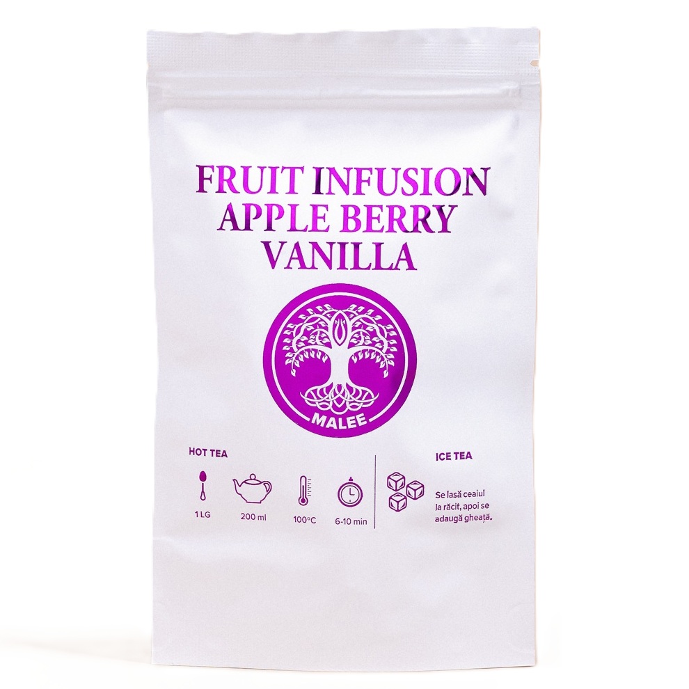 Ceai de fructe cu vanilie Apple Berry Vanilla, 50 g, Malee