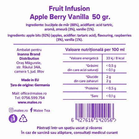 Ceai de fructe cu vanilie Apple Berry Vanilla, 50 g, Malee 689653