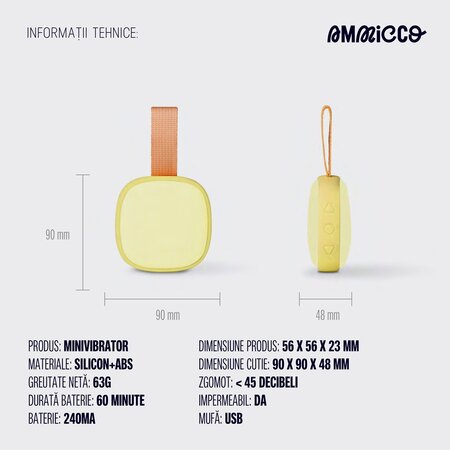 Vibrator mini cu functie de incalzire My Massage, 1 bucata, Ammicco 690436