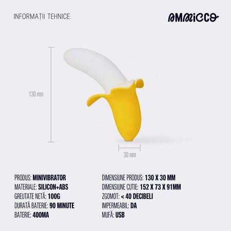Vibrator mini silentios Little Banana, 1 bucata, Ammicco 690432