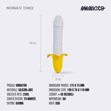 Vibrator pentru punctul A si G Fruit of Love, 1 bucata, Ammicco 690427