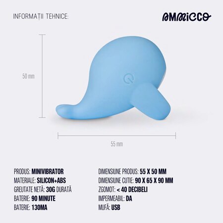 Vibrator mini de buzunar Little Whale, 1 bucata, Ammicco 690418