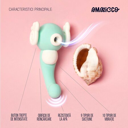 Vibrator clitoridian cu functie de aspiratie Seahorse, 1 bucata, Ammicco 690416
