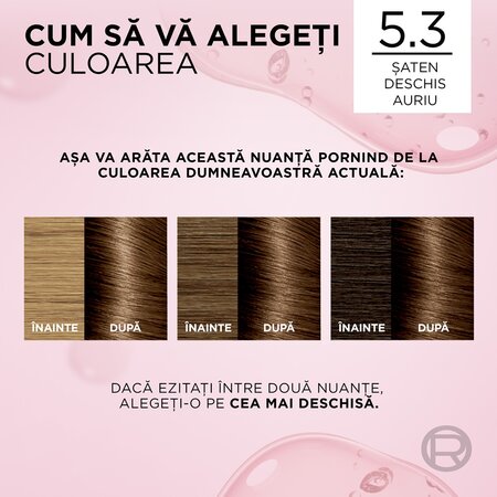 Vopsea de par cu acid hialuronic Excellence Color Creme 5.3 Saten Deschis Auriu, 192 ml, Loreal 689716