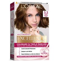 Vopsea de par cu acid hialuronic Excellence Color Creme 5.3 Saten Deschis Auriu, 192 ml, Loreal
