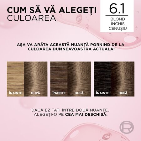 Vopsea de par cu acid hialuronic Excellence Color Creme 6.1 Blond Inchis Cenusiu, 192 ml, Loreal 689733