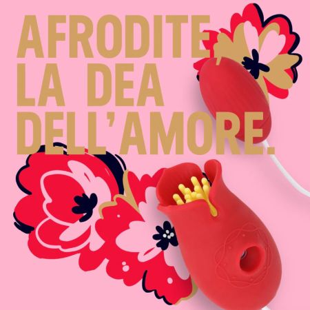 Vibrator cu functie de aspiratie si petale stimulatoare Afrodita, 1 bucata, Ammicco 689792