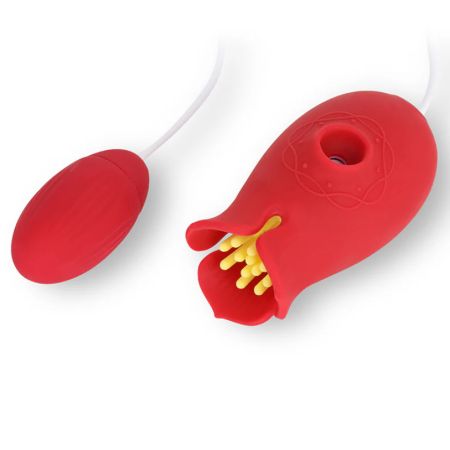 Vibrator cu functie de aspiratie si petale stimulatoare Afrodita, 1 bucata, Ammicco 689791