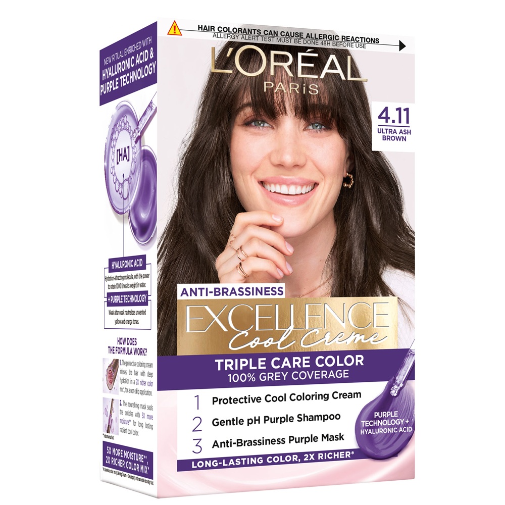 Vopsea de par Excellence Cool Creme 4.11 Ultra Ash Brown, 192 ml, Loreal