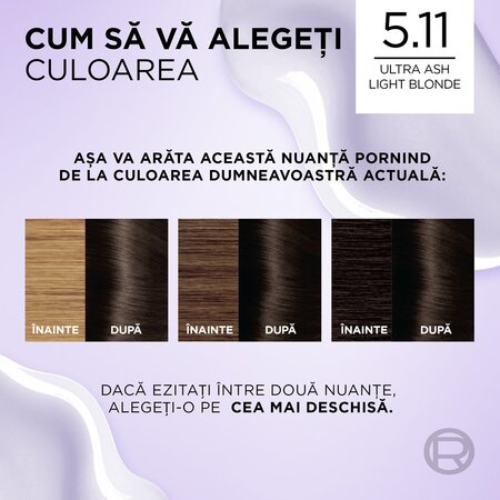 Vopsea de par Excellence Cool Creme 5.11 Ultra Ash Light Brown, 192 ml, Loreal 689889