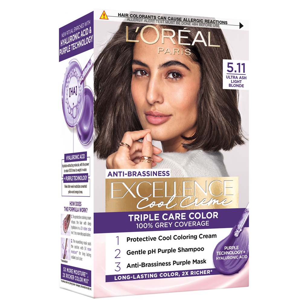 Vopsea de par Excellence Cool Creme 5.11 Ultra Ash Light Brown, 192 ml, Loreal