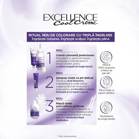 Vopsea de par Excellence Cool Creme 7.11 Ultra Ash Blonde, 192 ml, Loreal 689905