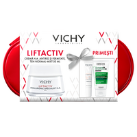 Trusa Crema de zi Liftactiv Hyaluronic Specialist H.A, 50 ml + Fluid cu SPF 50+ Capital Soleil, 15 ml + Sampon anti-matreata Dercos, 50 ml, Vichy