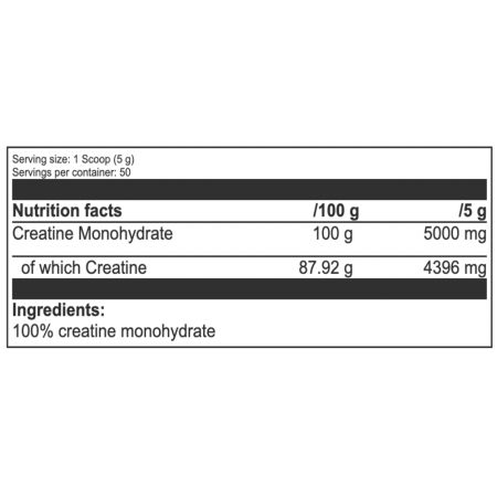 Creatina monohidrat fara aroma Classic Series, 5000 mg, 250 g, Benefit Nutrition 690160