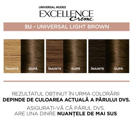 Vopsea de par fara amoniac Excellence Universal 5U Light Brown, 192, Loreal 690226