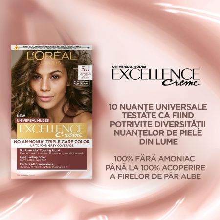 Vopsea de par fara amoniac Excellence Universal 5U Light Brown, 192, Loreal 690223