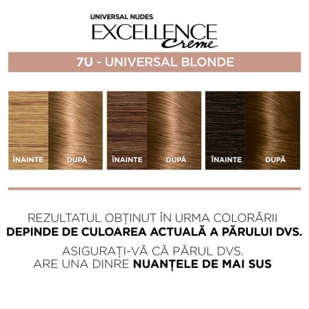 Vopsea de par fara amoniac Excellence Universal 7U Blonde, 192 ml, Loreal 690244