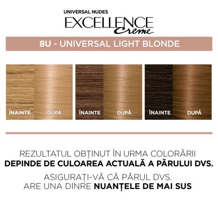 Vopsea de par fara amoniac Excellence Universal 8U Light Blonde, 192, Loreal 690345