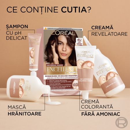 Vopsea de par fara amoniac Excellence Universal 9U Very Light Blonde, 192 ml, Loreal 696035