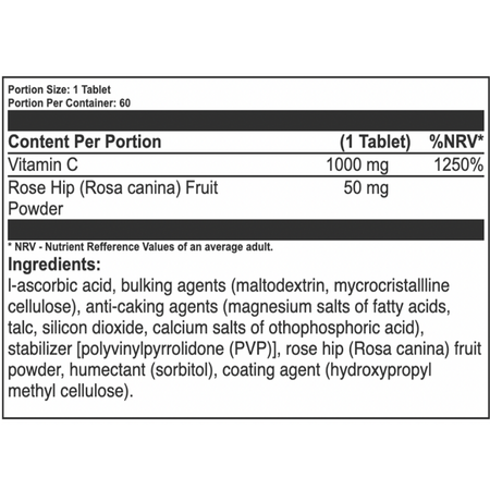 Vitamina C Health Series, 1000 mg, 60 tablete, Benefit Nutrition 690359