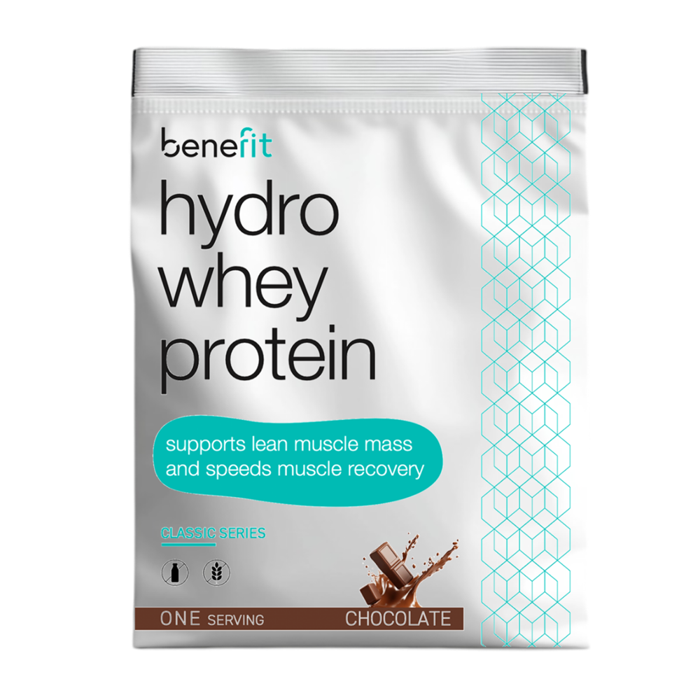 Pudra proteica cu aroma de ciocolata Hydro Whey Protein Classic Series, 34 g, Benefit Nutrition