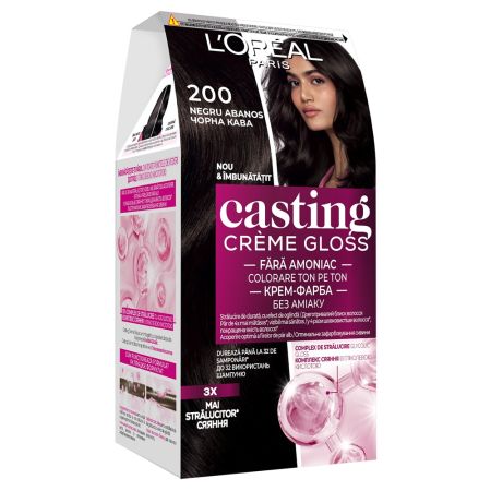 Vopsea de par fara amoniac Casting Creme Gloss 200 Negru Abanos, 1 bucata, L'Oreal Paris