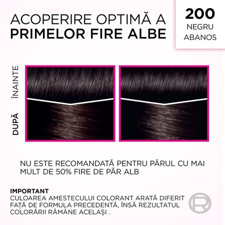 Vopsea de par fara amoniac Casting Creme Gloss 200 Negru Abanos, 180 ml, Loreal 692401
