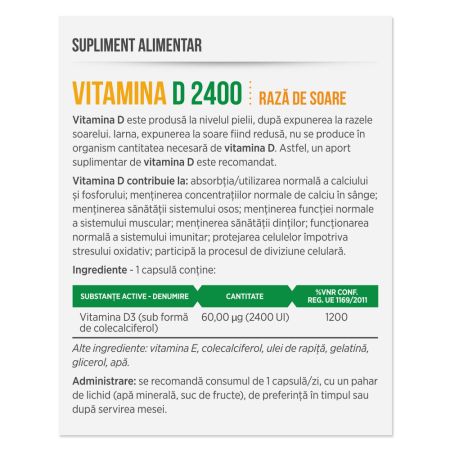 Vitamina D 2400, 30 capsule, Parapharm 690502