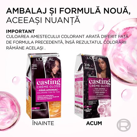 Vopsea de par fara amoniac Casting Creme Gloss 316 Pruna, 180 ml, Loreal 692427