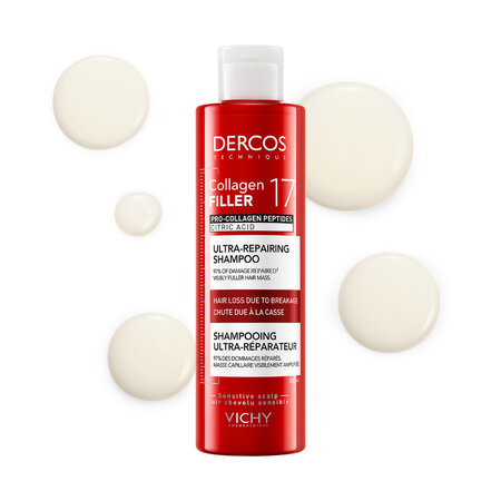 Sampon ultra-reparator pentru par deteriorat si fragil Dercos Collagen 17 Filler, 200 ml, Vichy 690686