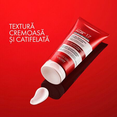 Balsam ultra-reparator cu peptide Pro-Colagen si acid citric Dercos Collagen 17 Filler, 200 ml, Vichy 690711