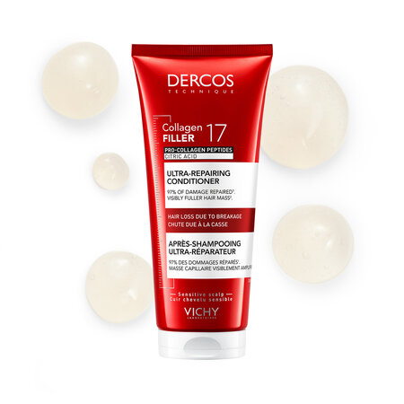 Balsam ultra-reparator cu peptide Pro-Colagen si acid citric Dercos Collagen 17 Filler, 200 ml, Vichy 690704