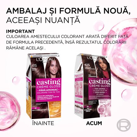 Vopsea de par fara amoniac Casting Creme Gloss 415 Maro Glace, 180 ml, Loreal 692470