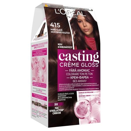 Vopsea de par fara amoniac Casting Creme Gloss 415 Maro Glace, 1 bucata, L'Oreal Paris