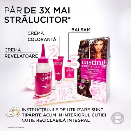 Vopsea de par fara amoniac Casting Creme Gloss 515 Ciocolatiu, 180 ml, Loreal 692503