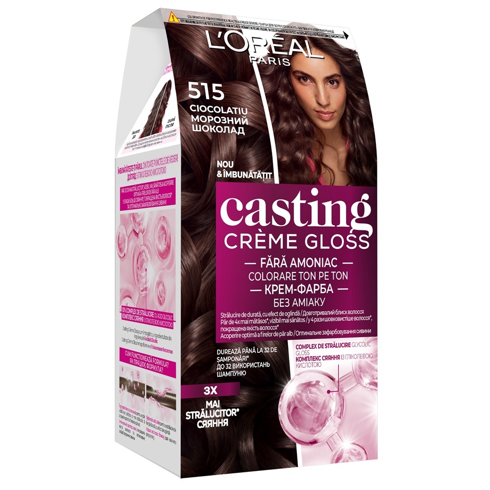 Vopsea de par fara amoniac Casting Creme Gloss 515 Ciocolatiu, 180 ml, Loreal