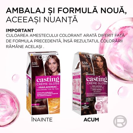 Vopsea de par fara amoniac Casting Creme Gloss 535 Ciocolata, 180 ml, Loreal 692512