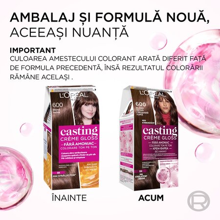Vopsea de par fara amoniac Casting Creme Gloss 600 Blond Inchis, 180 ml, Loreal 692524