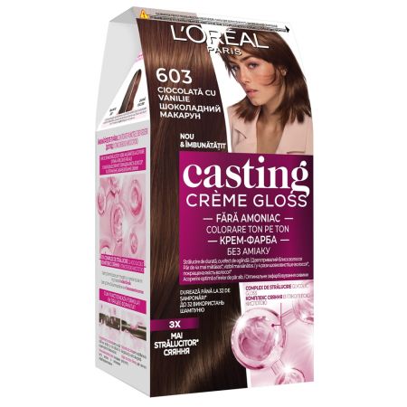Vopsea de par fara amoniac Casting Creme Gloss 603 Ciocolata cu Vanilie, 1 bucata, L'Oreal Paris