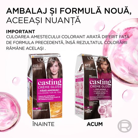 Vopsea de par fara amoniac Casting Creme Gloss 613 Moccaccino, 180 ml, Loreal 692544