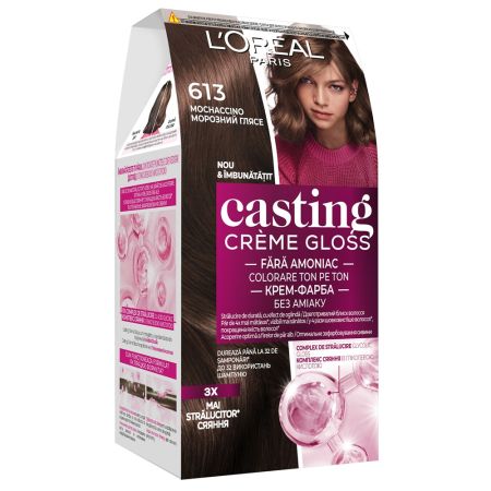 Vopsea de par fara amoniac Casting Creme Gloss 613 Moccaccino, 1 bucata, L'Oreal Paris